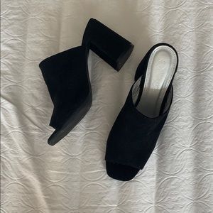 NastyGal Black Heeled Slide Mules